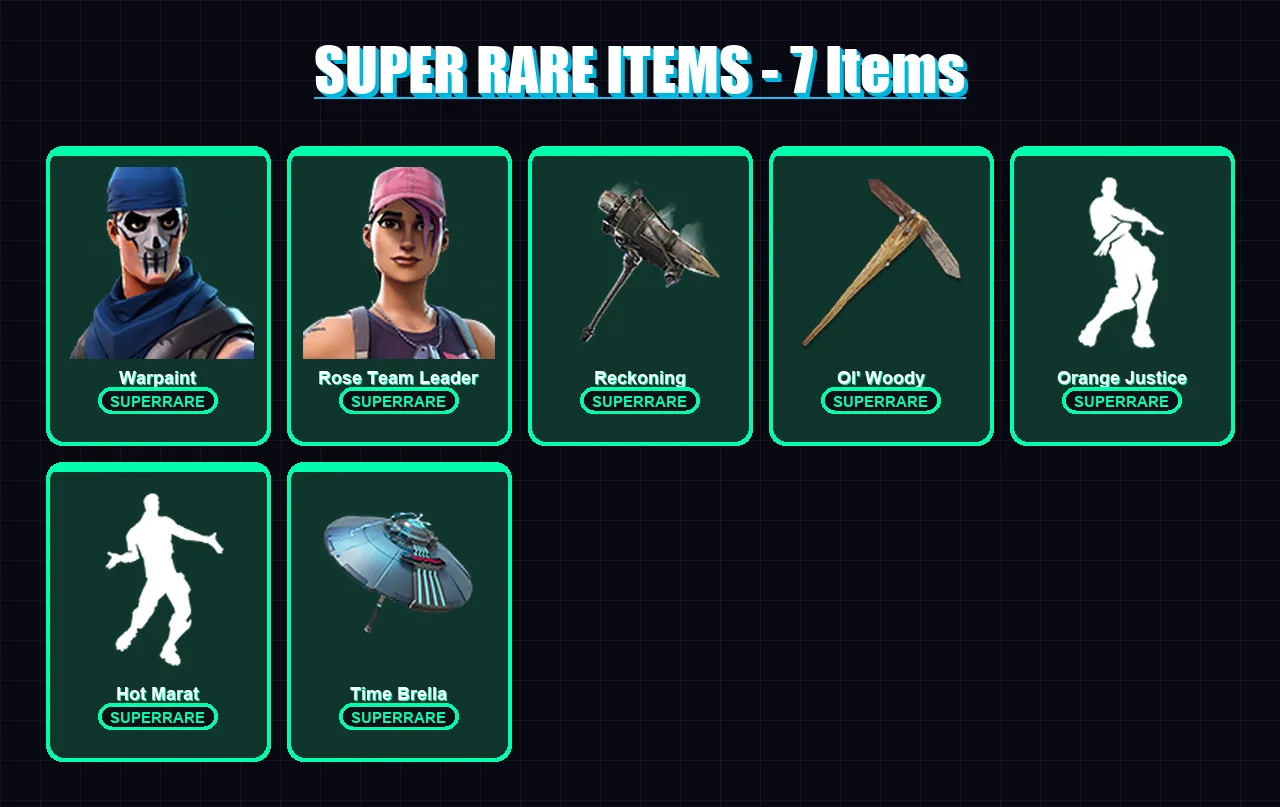 [PC/XBOX/PSN] | Warpaint | Rose Team Leader | Drift | Omega | The Ice King | 70 skin | 55 pickaxe | 66 emote | 63 glider | Lv798
