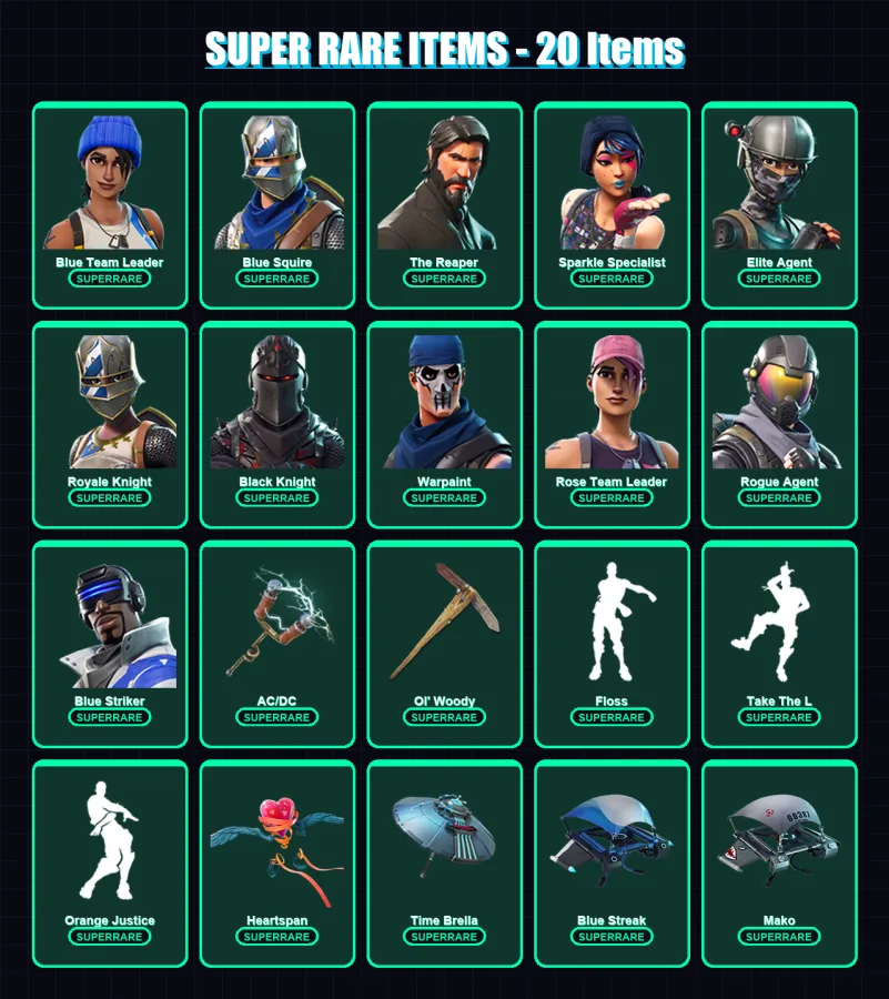 [PC/XBOX] | Blue Team Leader | Blue Squire | The Reaper | Sparkle Specialist | Elite Agent | 85 skin | 93 pickaxe | 89 emote | 111 glider | Lv1654