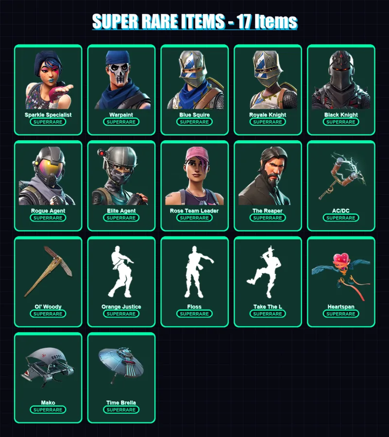 [PC/PSN] | Sparkle Specialist | Warpaint | Blue Squire | Royale Knight | Black Knight | 55 skin | 71 pickaxe | 80 emote | 90 glider | Lv1190