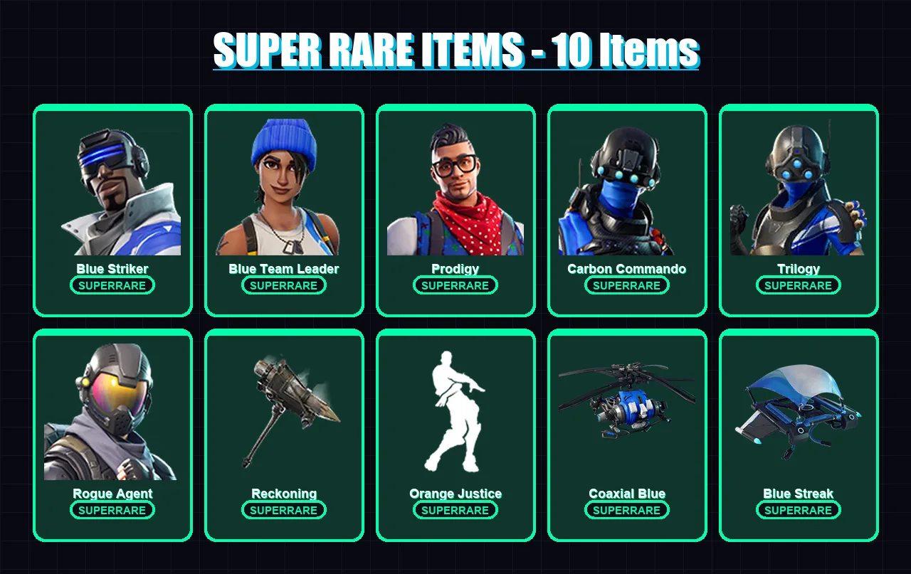 [PC/XBOX] | Blue Striker | Blue Team Leader | Prodigy | Carbon Commando | Trilogy | 25 skin | 18 pickaxe | 23 emote | 24 glider | Lv276