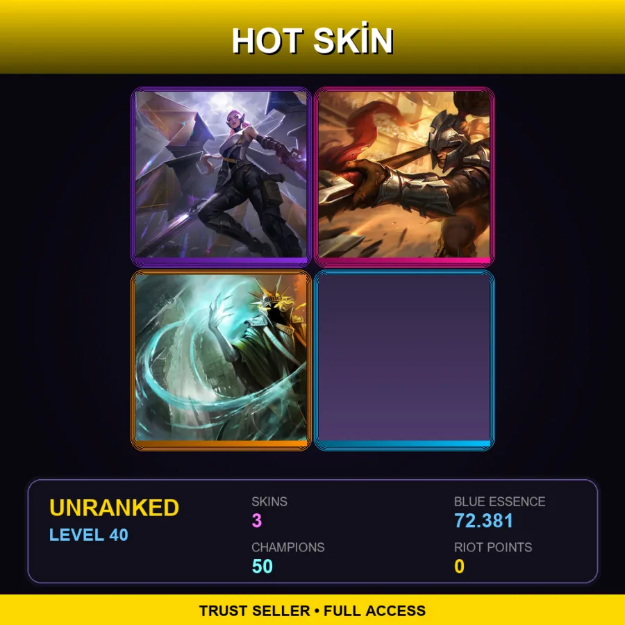 TR | Lv40 | Unranked | 3 Skin | 50 Champ