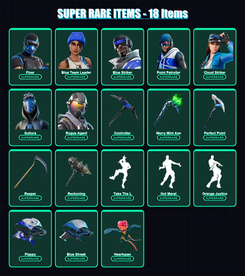 [PS4/PS5/XBOX/PC] | Fixer | Blue Team Leader | Blue Striker | Point Patroller | Cloud Striker | 77 skin | 62 pickaxe | 77 emote | 56 glider | Lv932