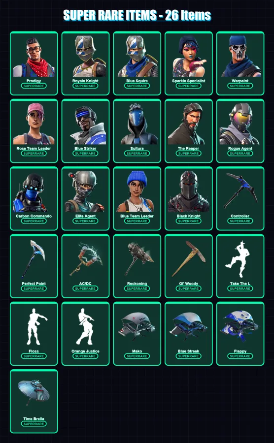 [PS4/PS5/XBOX/PC] | Prodigy | Royale Knight | Blue Squire | Sparkle Specialist | Warpaint | 145 skin | 113 pickaxe | 123 emote | 113 glider | Lv1555