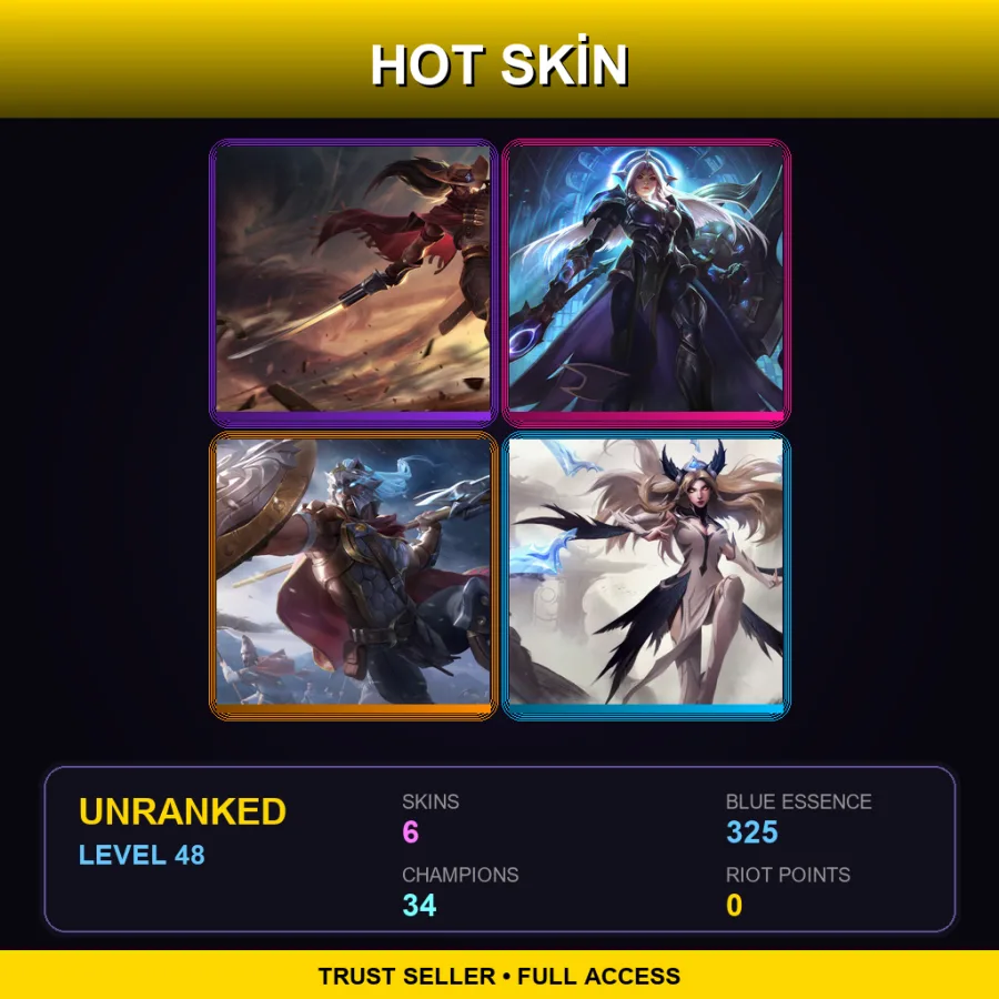 LAN | High Noon Yasuo | Lunar Eclipse Leona | Glaive Warrior Pantheon | iG Irelia | 6 Skin | 34 Champ | Lv48