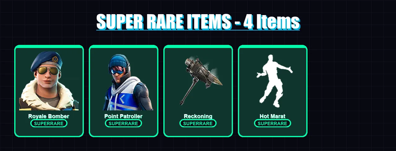 [PS4/PS5/XBOX/PC] | Royale Bomber | Point Patroller | Dire | Mandalorian | The Prisoner | 60 skin | 57 pickaxe | 65 emote | 70 glider | Lv957