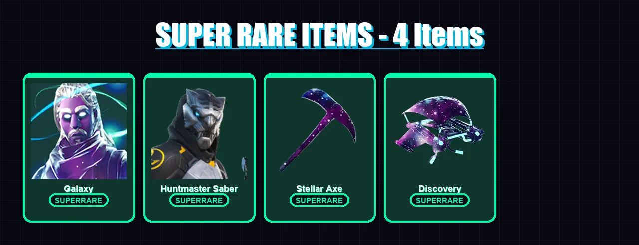 [PC/PSN] | Galaxy | Huntmaster Saber | Cluster | Damon | Carletta | 34 skin | 23 pickaxe | 15 emote | 9 glider | Lv96