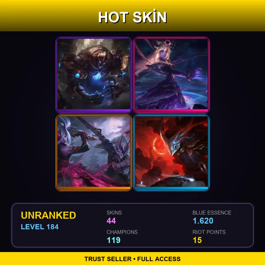 EUW | Lv184 | Unranked | 44 Skin | 119 Champ — Blood Moon Yasuo
