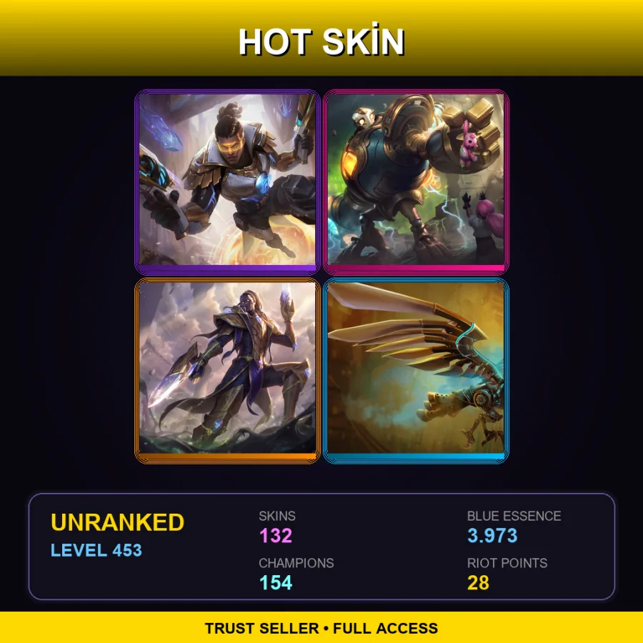 VN | Lv453 | Unranked | 132 Skin | 154 Champ — LoL account