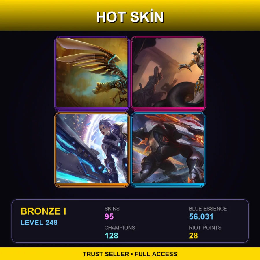 LAN | Lv248 | Bronze I | 95 Skin | 128 Champ
