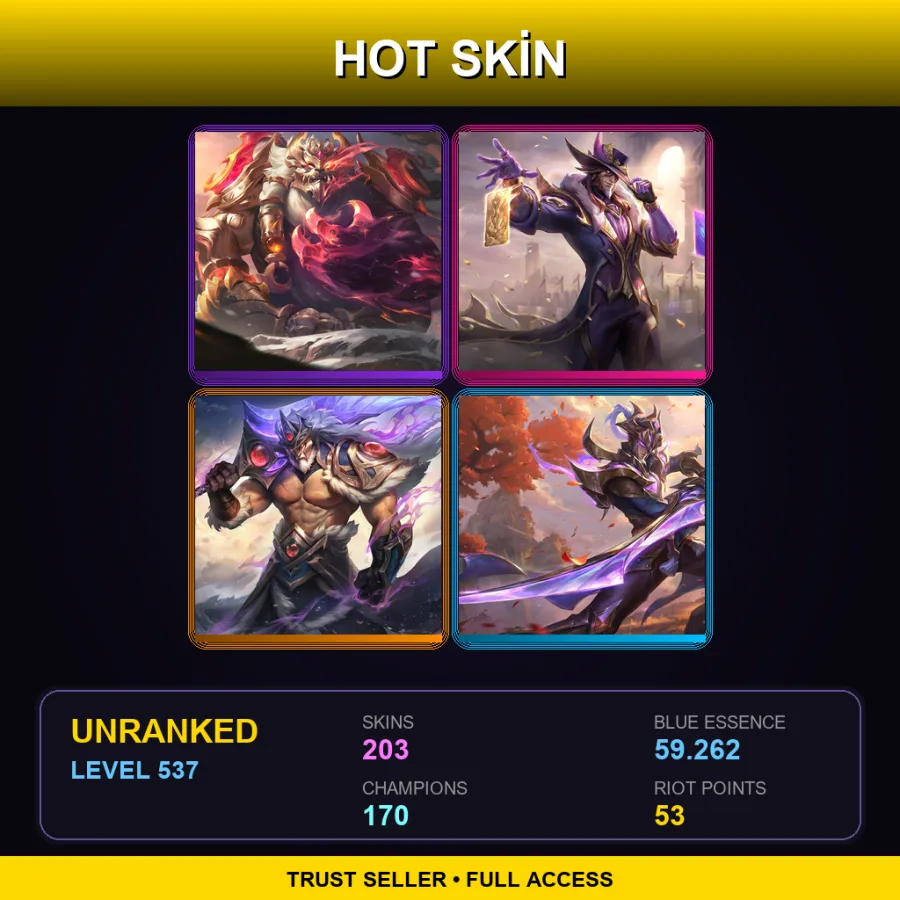 LAS | Lv537 | Unranked | 203 Skin | 170 Champ