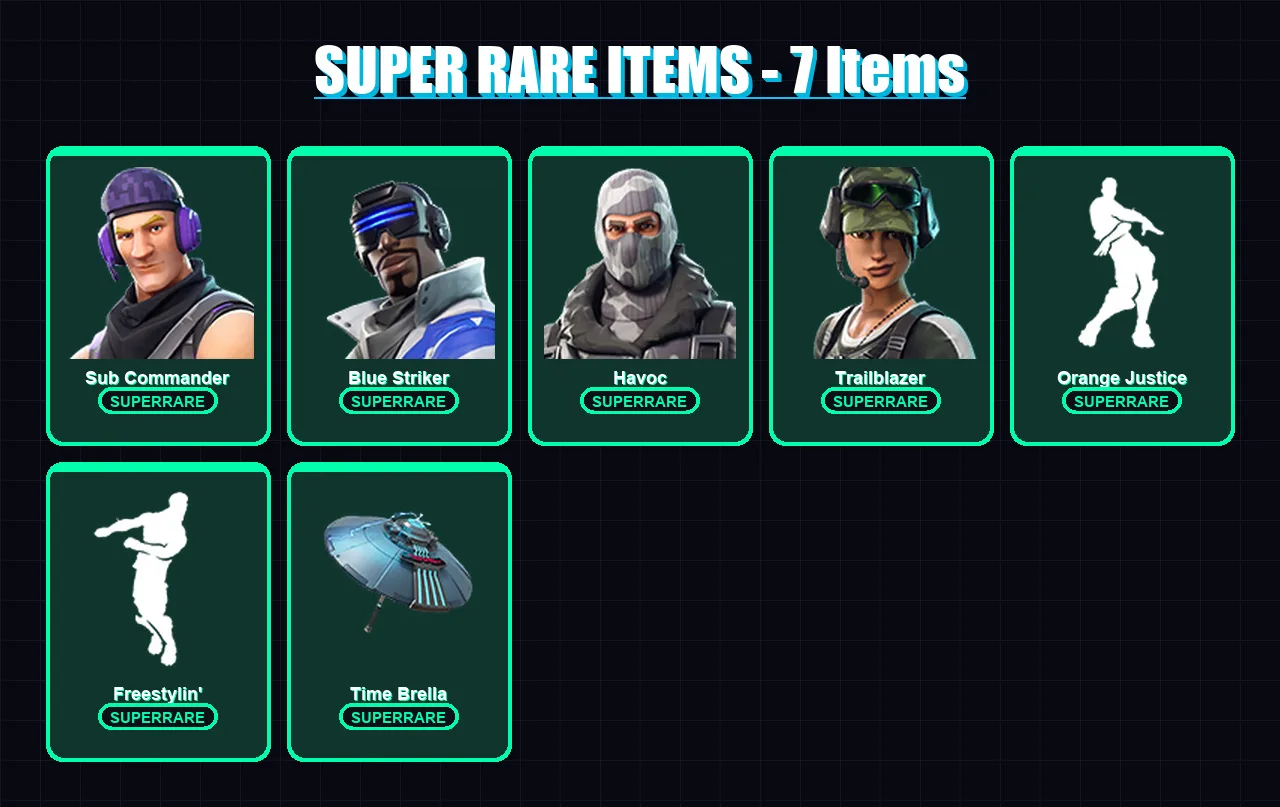 [PC/XBOX] | Sub Commander | Blue Striker | Havoc | Trailblazer | Omegarok | 19 skin | 33 pickaxe | 37 emote | 34 glider | Lv624