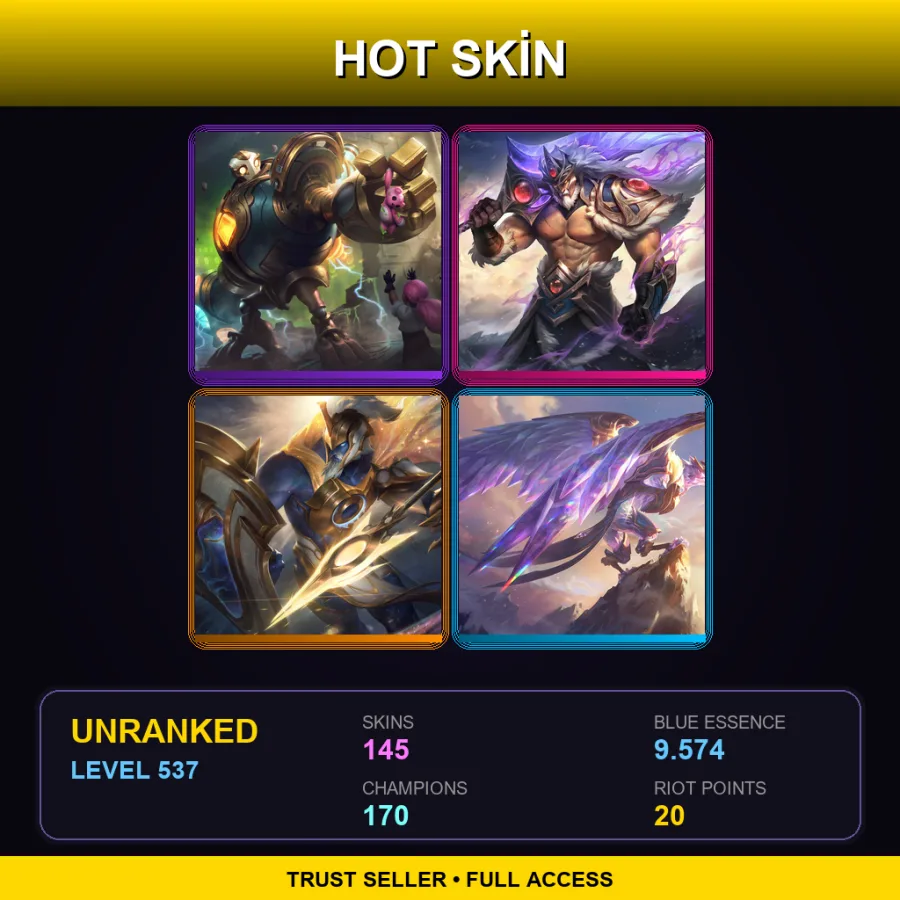 LAN | Lv537 | Unranked | 145 Skin | 170 Champ