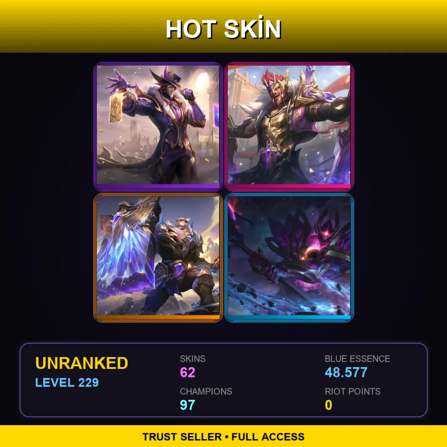 EUNE | Lv229 | Unranked | 62 Skin | 97 Champ — Skt T1 Jhin