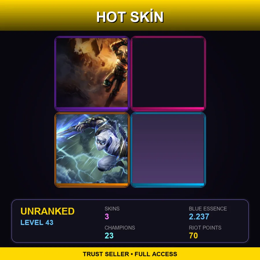 EUW | Lv43 | Unranked | 3 Skin | 23 Champ