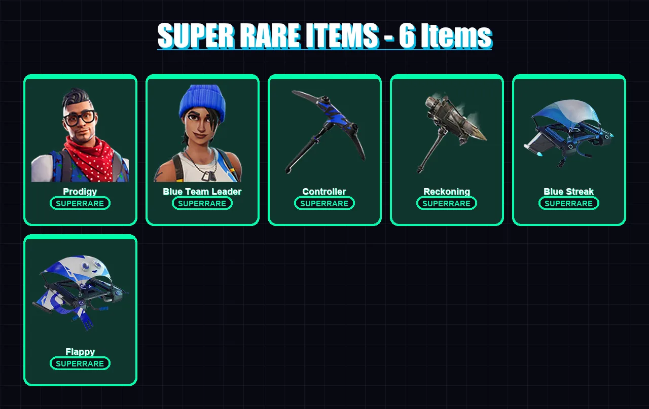 [SWITCH/XBOX/PSN/PC] | Prodigy | Blue Team Leader | Catalyst | Vendetta | Rox | 43 skin | 41 pickaxe | 40 emote | 54 glider | Lv633