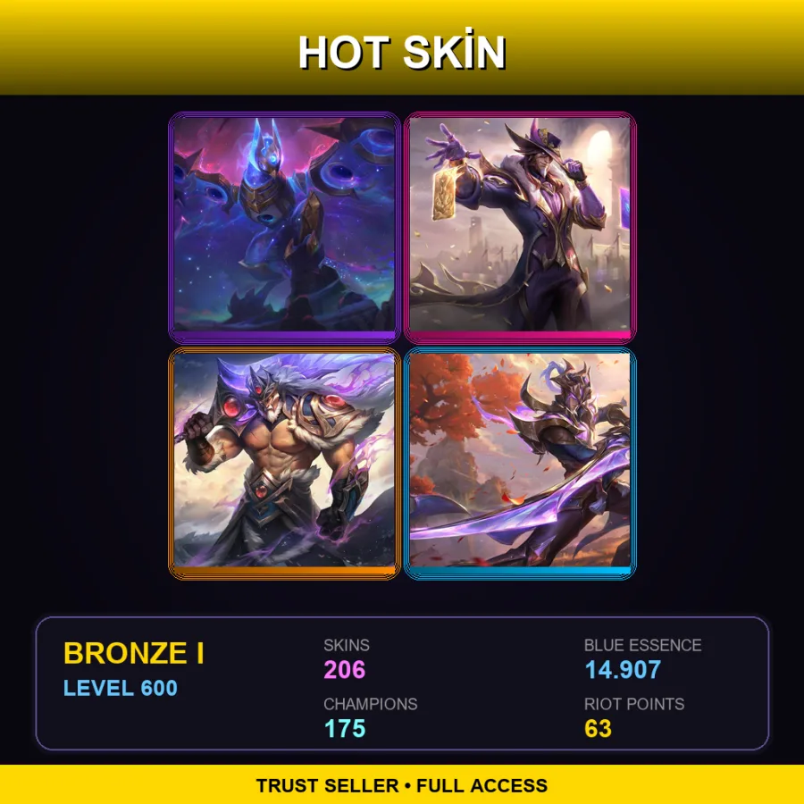 BR | Lv600 | Bronze I | 206 Skin | 175 Champ