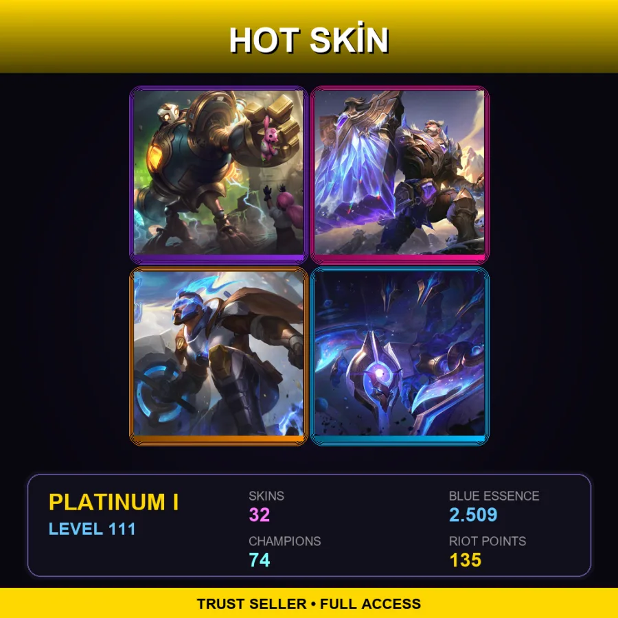 BR | Victorious Blitzcrank | Victorious Braum | Pulsefire Pantheon | Cosmic Sting Skarner | 32 Skin | 74 Champ | Platinum I | Lv111