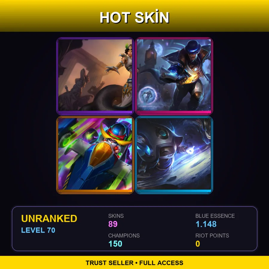 NA | Lv70 | Unranked | 89 Skin | 150 Champ