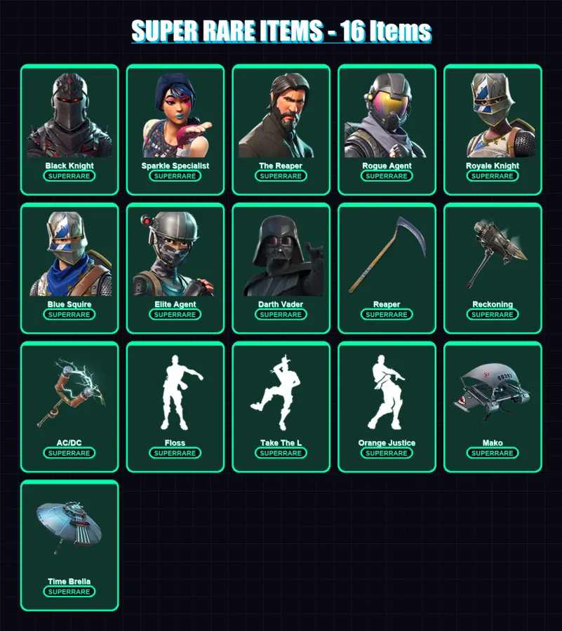 [PC/PSN] | Black Knight | Sparkle Specialist | The Reaper | Rogue Agent | Royale Knight | 247 skin | 191 pickaxe | 210 emote | 162 glider | Lv2042
