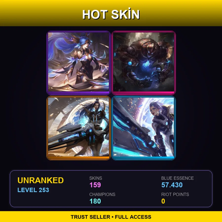 EUW | Lv253 | Unranked | 159 Skin | 180 Champ