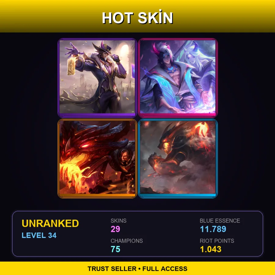 EUW | Lv34 | Unranked | 29 Skin | 75 Champ
