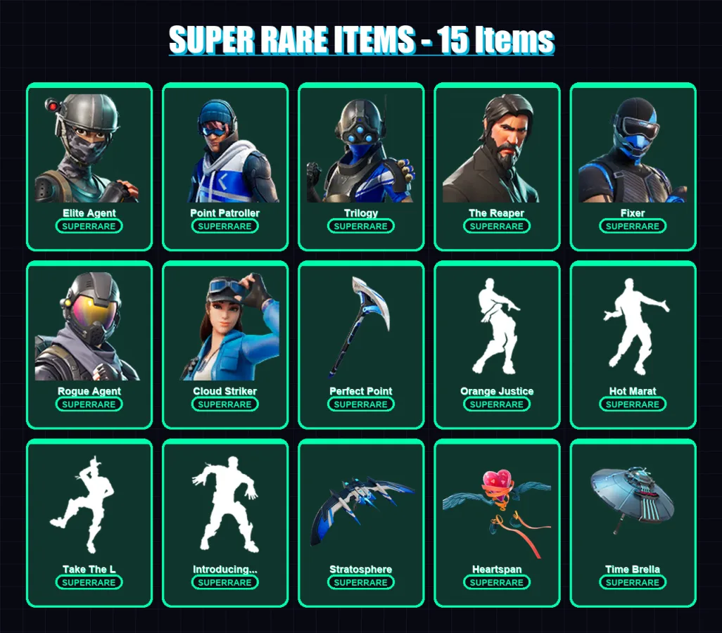 [PC/XBOX/PSN] | Elite Agent | Point Patroller | Trilogy | The Reaper | Fixer | 146 skin | 176 pickaxe | 151 emote | 138 glider | Lv1734