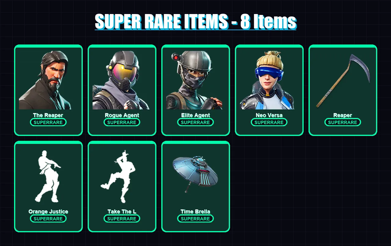 [PS4/PS5/XBOX/PC] | The Reaper | Rogue Agent | Elite Agent | Neo Versa | Era | 57 skin | 57 pickaxe | 65 emote | 61 glider | Lv919
