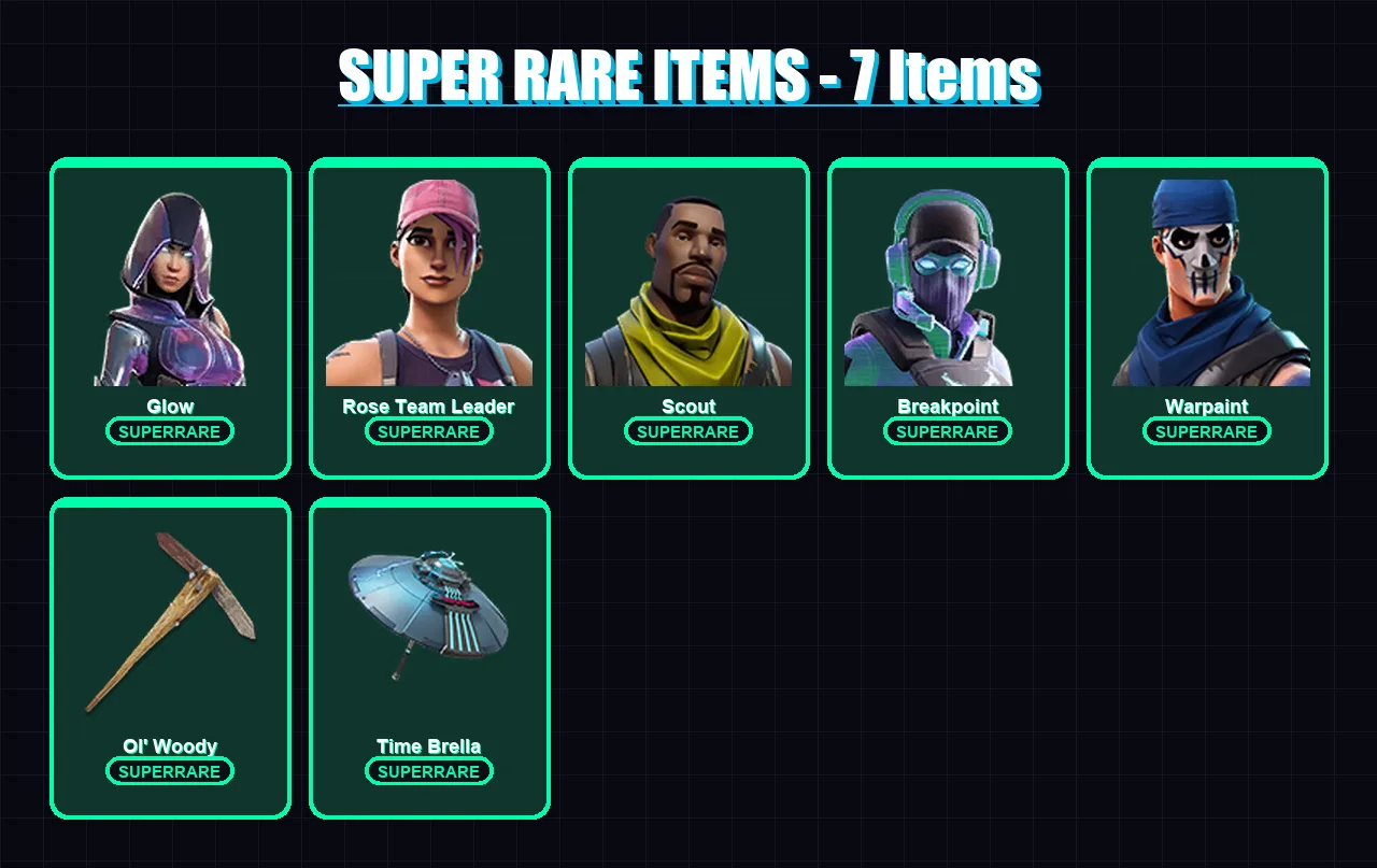 [PC/PSN] | Glow | Rose Team Leader | Scout | Breakpoint | Warpaint | 147 skin | 128 pickaxe | 117 emote | 119 glider | Lv1762 — Fortnite account