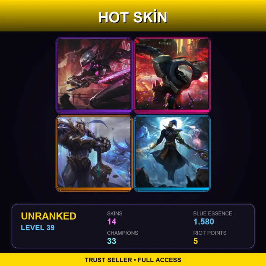 SG | Lv39 | Unranked | 14 Skin | 33 Champ — LoL account
