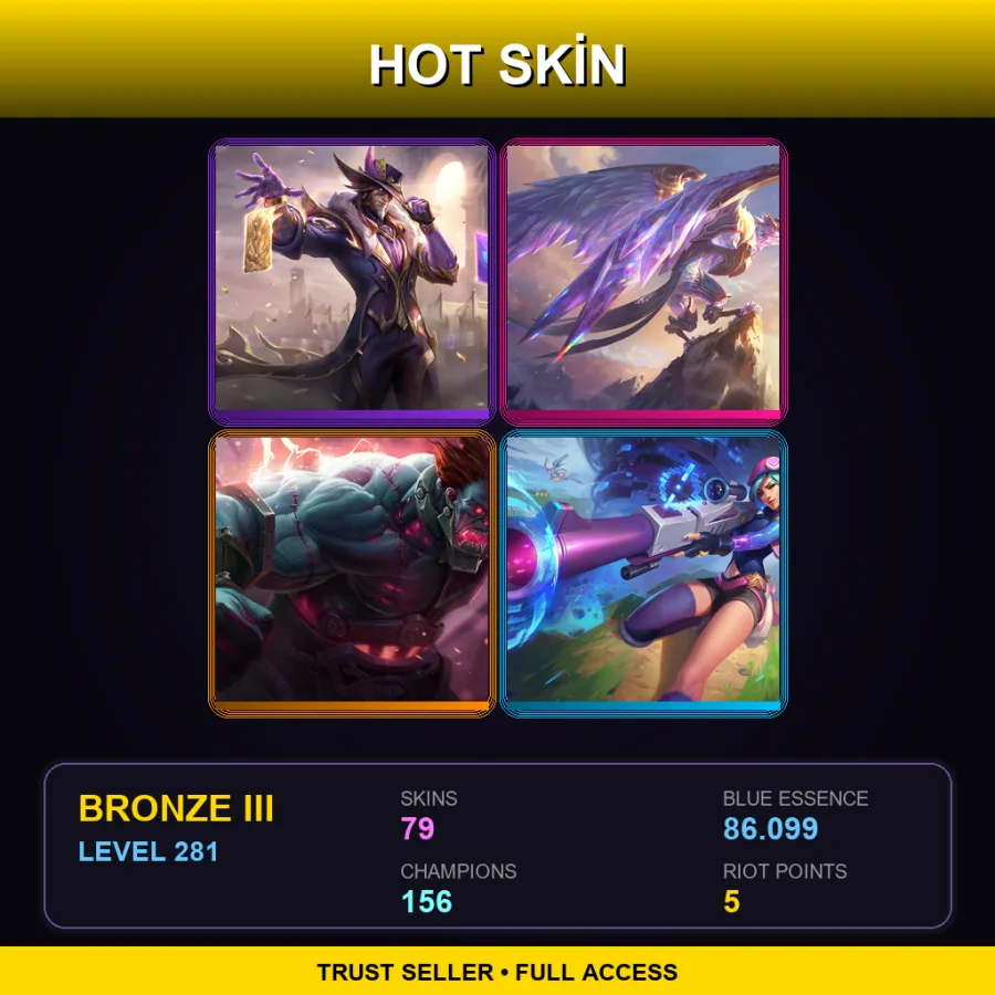 EUNE | Lv281 | Bronze III | 79 Skin | 156 Champ — LoL account