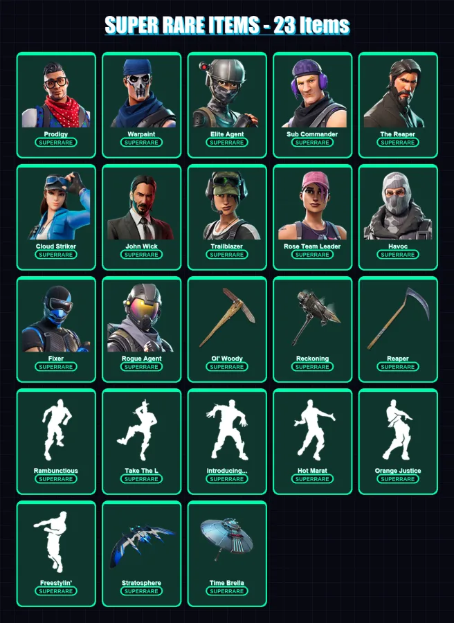 [PS4/PS5/PC] | Prodigy | Warpaint | Elite Agent | Sub Commander | The Reaper | 217 skin | 199 pickaxe | 203 emote | 154 glider | Lv1573 — Fortnite account