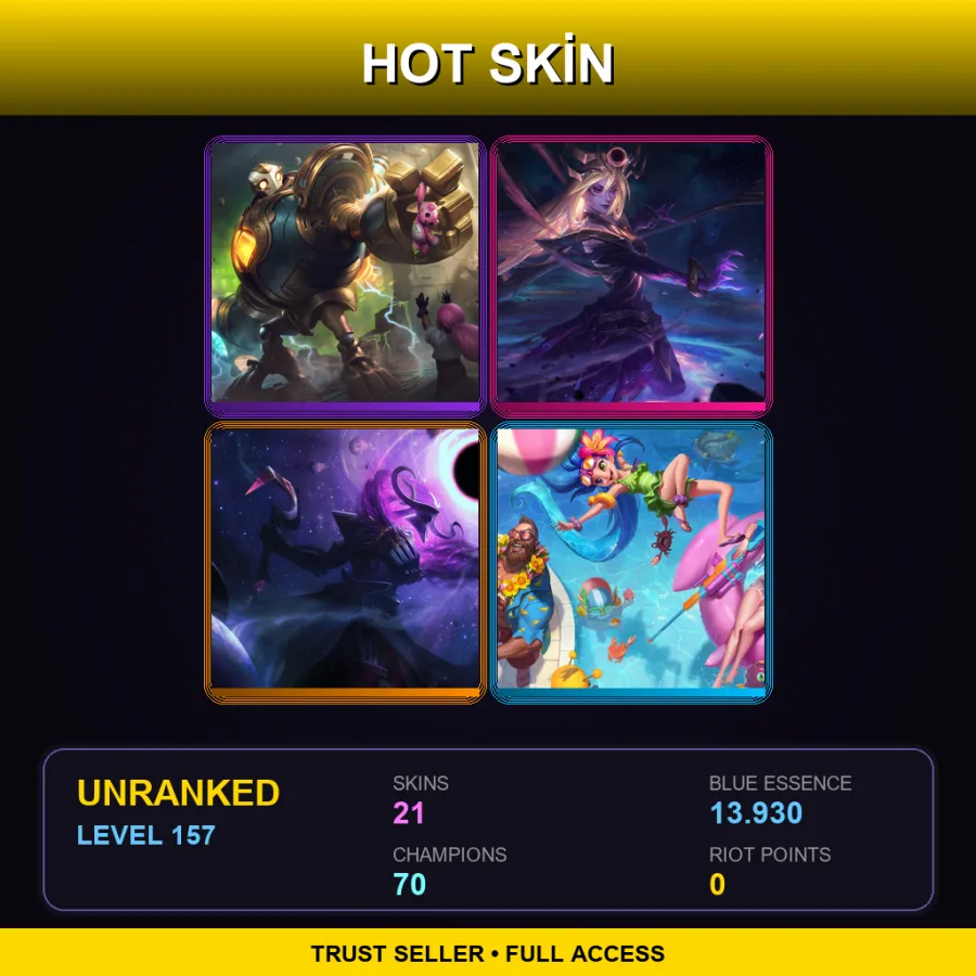 LAS | Lv157 | Unranked | 21 Skin | 70 Champ — Coven Ashe