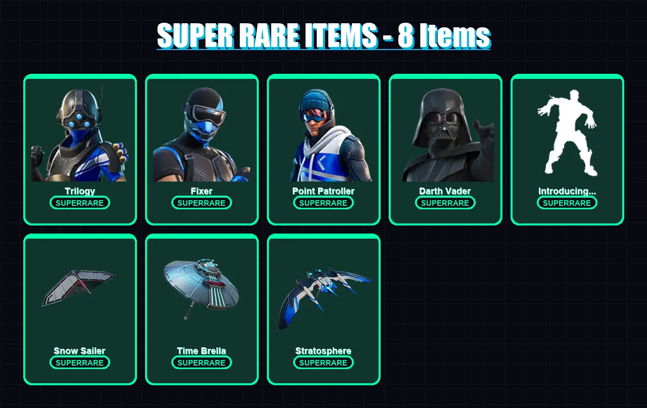 [PS4/PS5/XBOX/PC] | Trilogy | Fixer | Point Patroller | Darth Vader | Eternal Knight | 26 skin | 40 pickaxe | 33 emote | 44 glider | Lv599 — Fortnite account