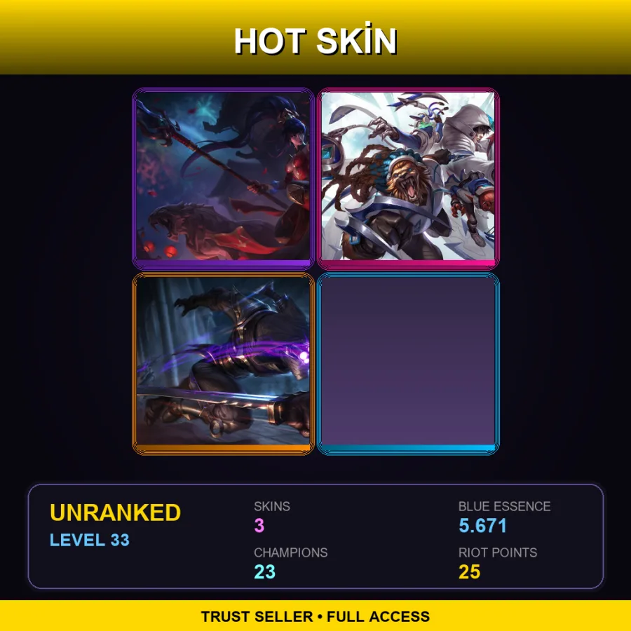 EUW | Lv33 | Unranked | 3 Skin | 23 Champ