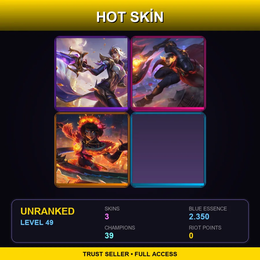 TR | Lv49 | Unranked | 3 Skin | 39 Champ