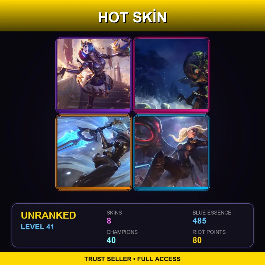 EUNE | Lv41 | Unranked | 8 Skin | 40 Champ — LoL account