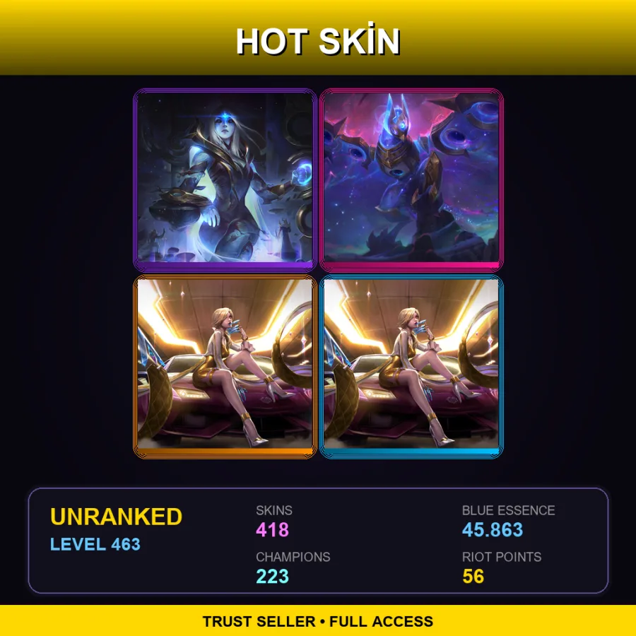 SG | Lv463 | Unranked | 418 Skin | 223 Champ