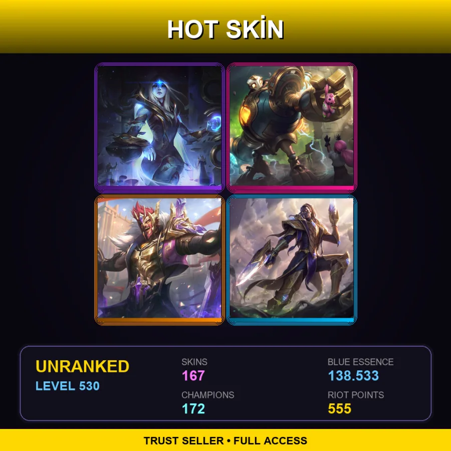EUNE | Lv530 | Unranked | 167 Skin | 172 Champ — Battle Queen Qiyana