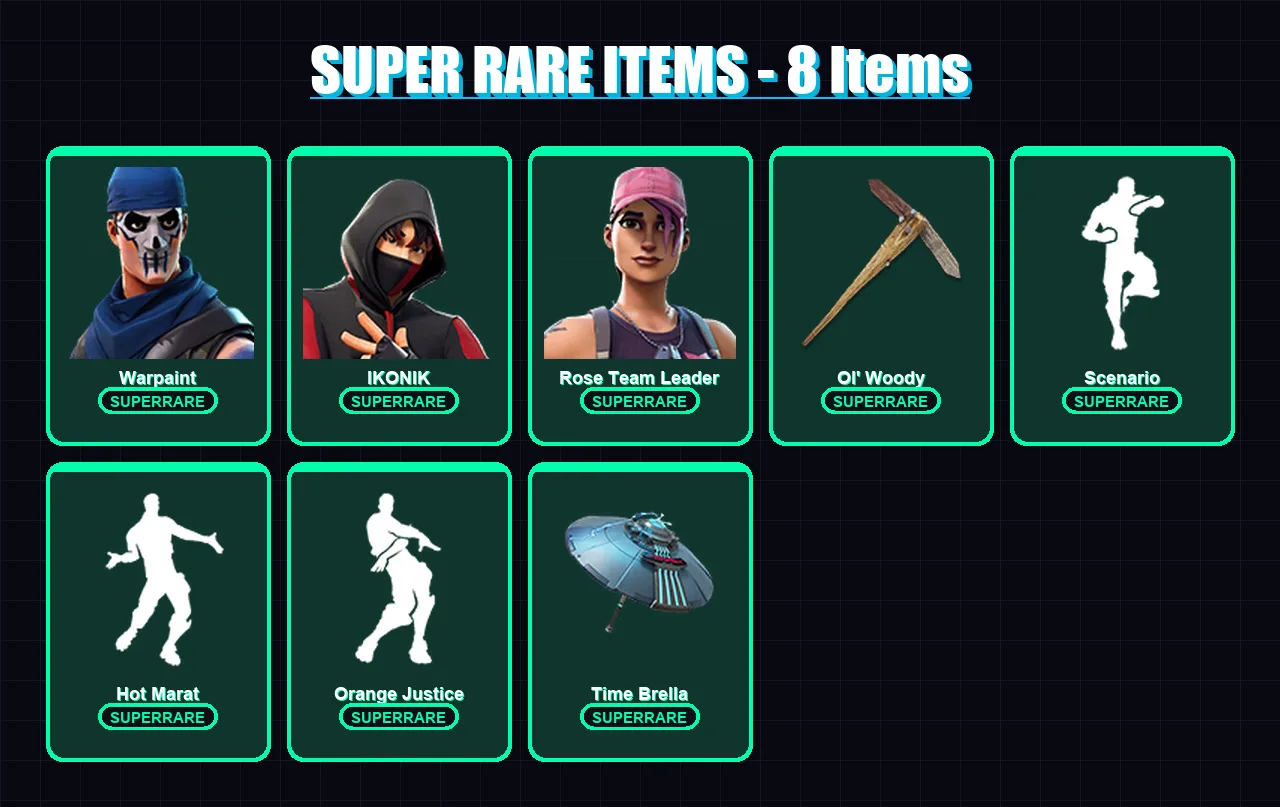 [PS4/PS5/PC] | Warpaint | IKONIK | Rose Team Leader | Spectra Knight | Midas | 46 skin | 124 pickaxe | 96 emote | 122 glider | Lv1789 — Fortnite account