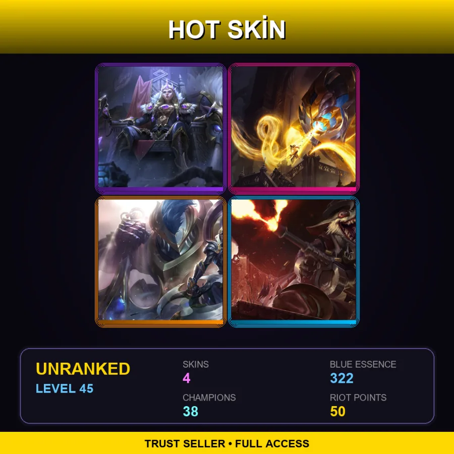 RU | Lv45 | Unranked | 4 Skin | 38 Champ
