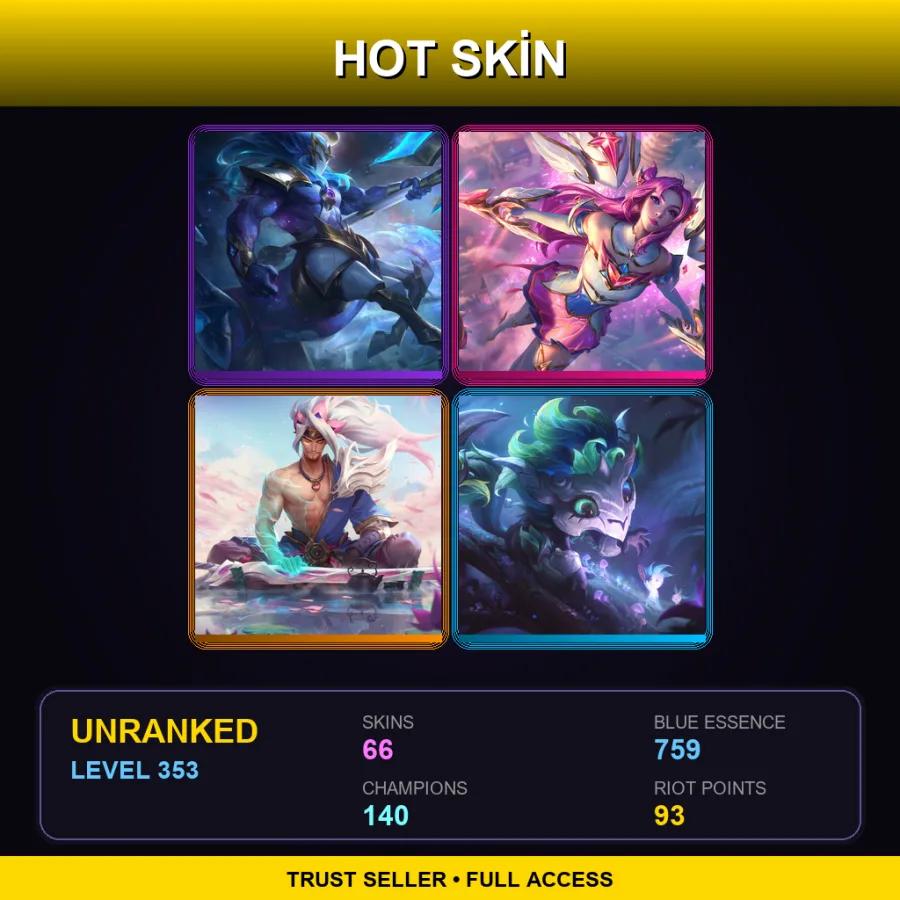 TW | Lv353 | Unranked | 66 Skin | 140 Champ — Unranked / Smurf League of Legends