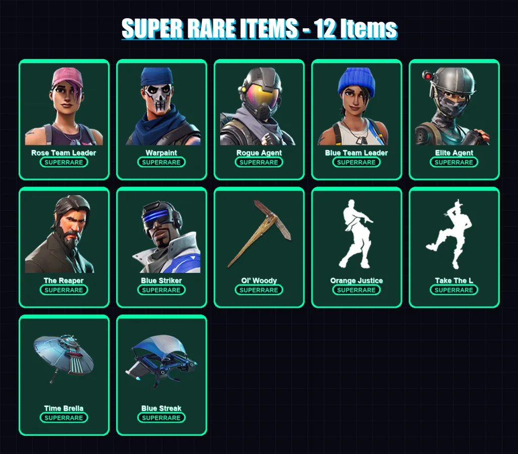 [PC/XBOX/PSN] | Rose Team Leader | Warpaint | Rogue Agent | Blue Team Leader | Elite Agent | 51 skin | 74 pickaxe | 71 emote | 71 glider | Lv1173