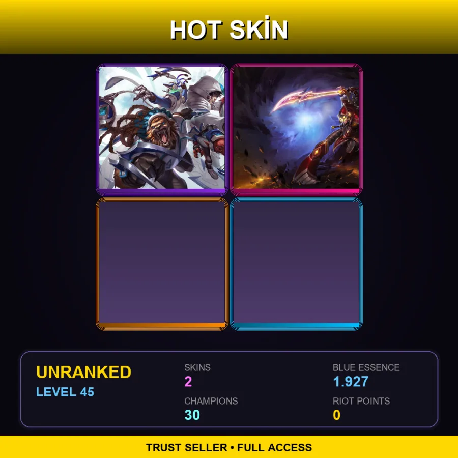 EUW | SSW Thresh | Ionia Master Yi | 2 Skin | 30 Champ | Lv45