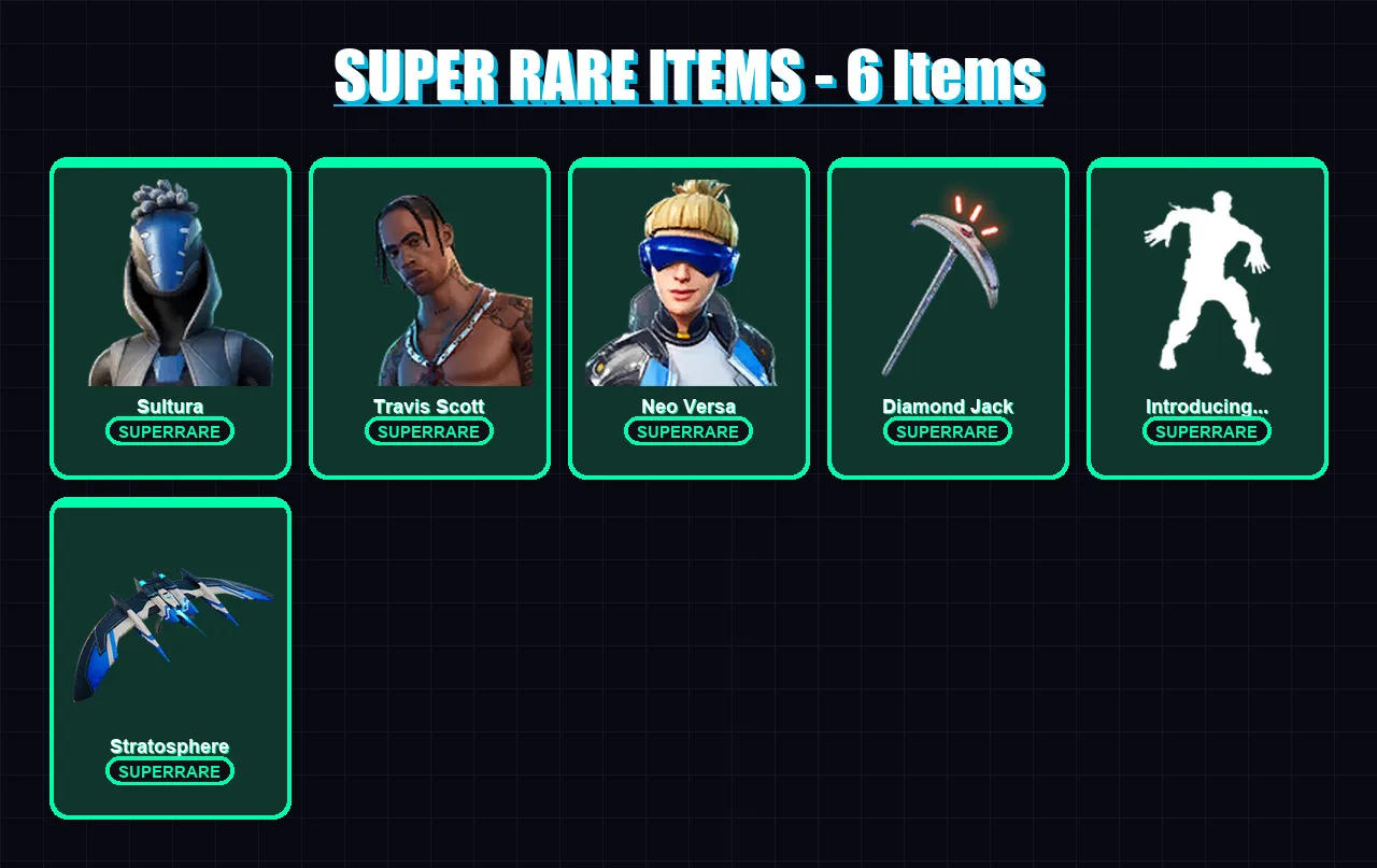 [PS4/PS5/XBOX/PC] | Sultura | Travis Scott | Neo Versa | Fade | Oro | 74 skin | 62 pickaxe | 56 emote | 52 glider | Lv694