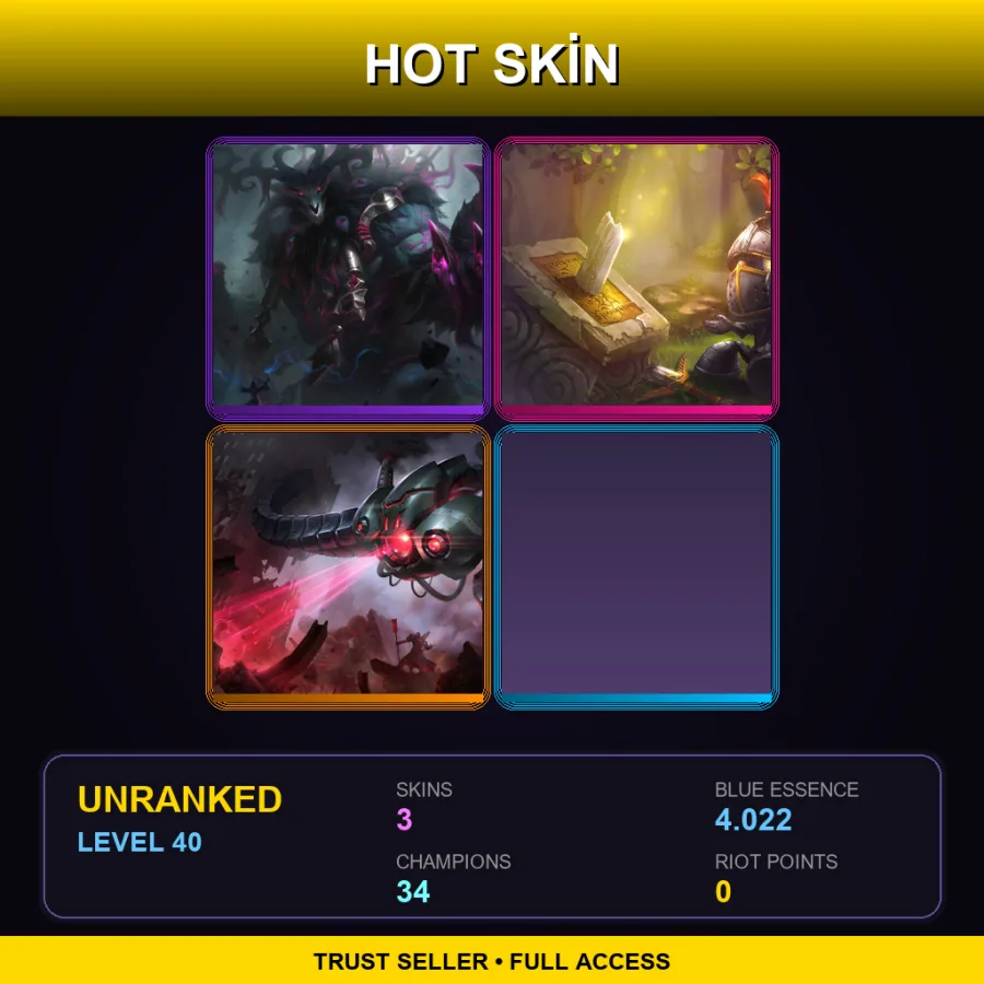 TR | Lv40 | Unranked | 3 Skin | 34 Champ
