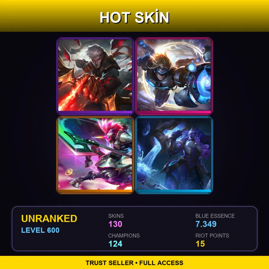 EUNE | Lv600 | Unranked | 130 Skin | 124 Champ — LoL account