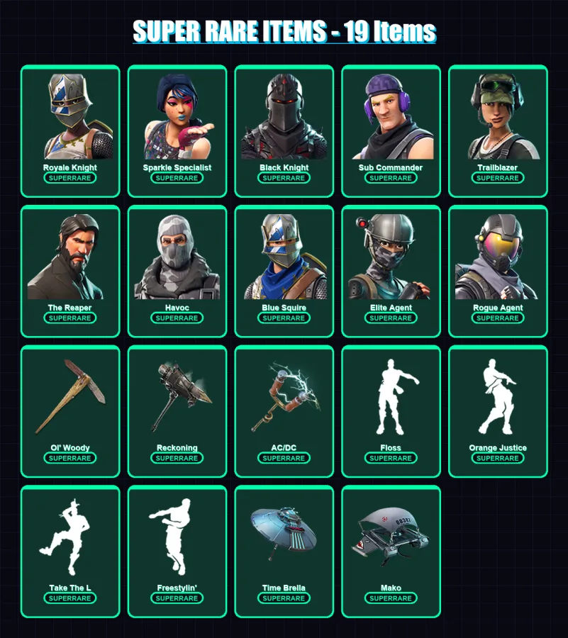 [PC/XBOX] | Royale Knight | Sparkle Specialist | Black Knight | Sub Commander | Trailblazer | 139 skin | 176 pickaxe | 143 emote | 156 glider | Lv45