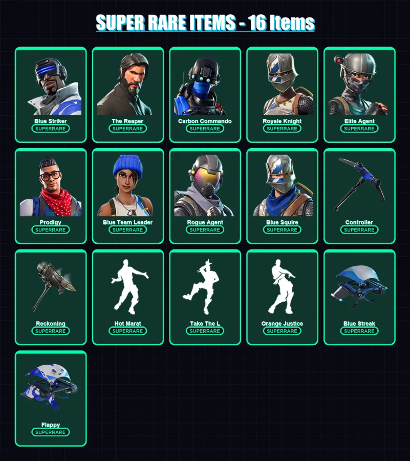 [PS4/PS5/XBOX/PC] | Blue Striker | The Reaper | Carbon Commando | Royale Knight | Elite Agent | 65 skin | 41 pickaxe | 54 emote | 51 glider | Lv667 — Fortnite account