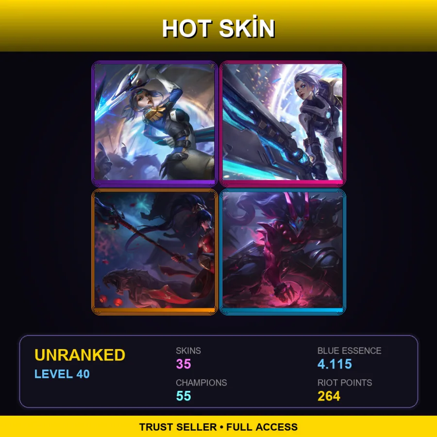 EUW | Lv40 | Unranked | 35 Skin | 55 Champ