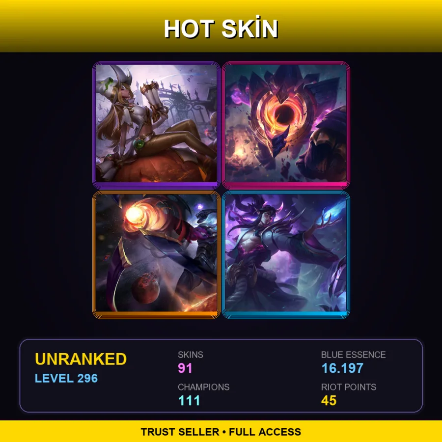 BR | Lv296 | Unranked | 91 Skin | 111 Champ